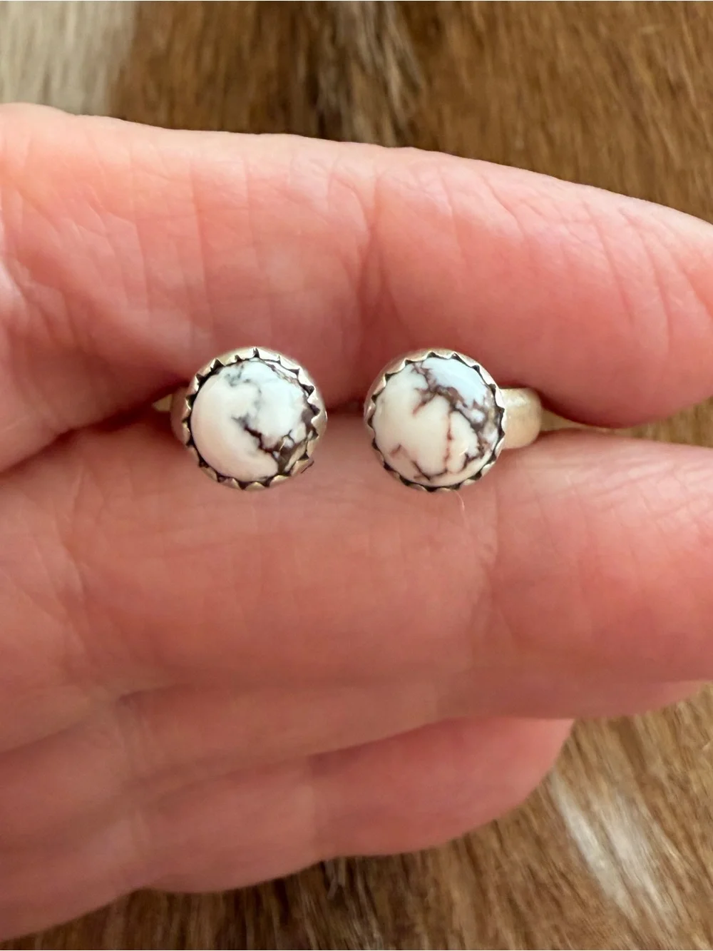 ❤️ Wild Horse Jasper Magnesite Sterling Silver Floater Ring Sz 9.5+ Adj Unisex